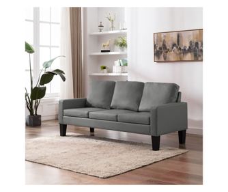 Pohovka pro 3 osoby, šedá, ekologická kůže