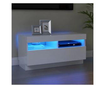 magasfényű fehér TV-szekrény LED-világítással 80 x 35 x 40 cm