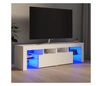 TV ormarić s LED svjetlima bijeli 140 x 36,5 x 40 cm