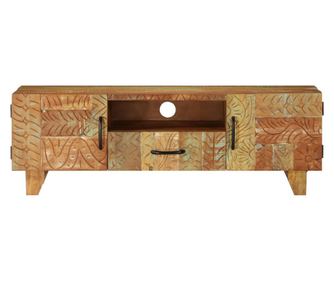 Ručno izrezbareni TV ormarić od obnovljenog drva 120x30x40 cm