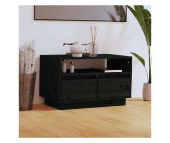TV ormarić crni 60 x 35 x 37 cm od masivne borovine