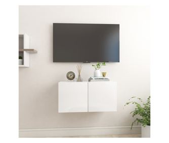 Viseći TV ormarić visoki sjaj bijeli 60 x 30 x 30 cm