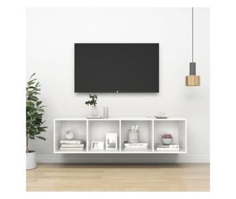 Zidni TV ormarić visoki sjaj bijeli 37x 37x142,5 cm od iverice