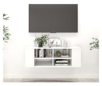 Zidni TV ormarić visoki sjaj bijeli 102 x 35 x 35 cm od iverice