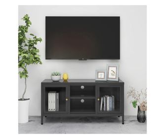 TV ormarić antracit 105 x 35 x 52 cm od čelika i stakla