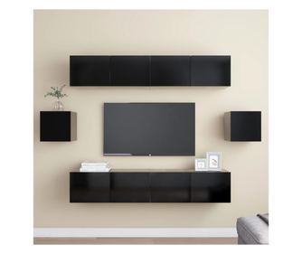 Set za TV, 6 dijelova, crna, PAL