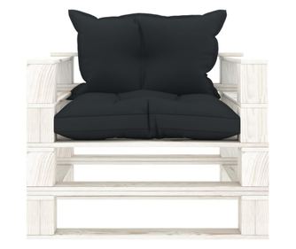 Градински палетен диван с възглавници антрацит, дърво