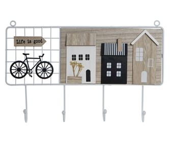 Стенна козирка DKD Home Decor Метал MDF Къщи (40 x 5 x 25 cm)