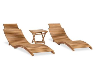 Sklopivi vrtni namještaj, 3 dijela, masivno tikovo drvo