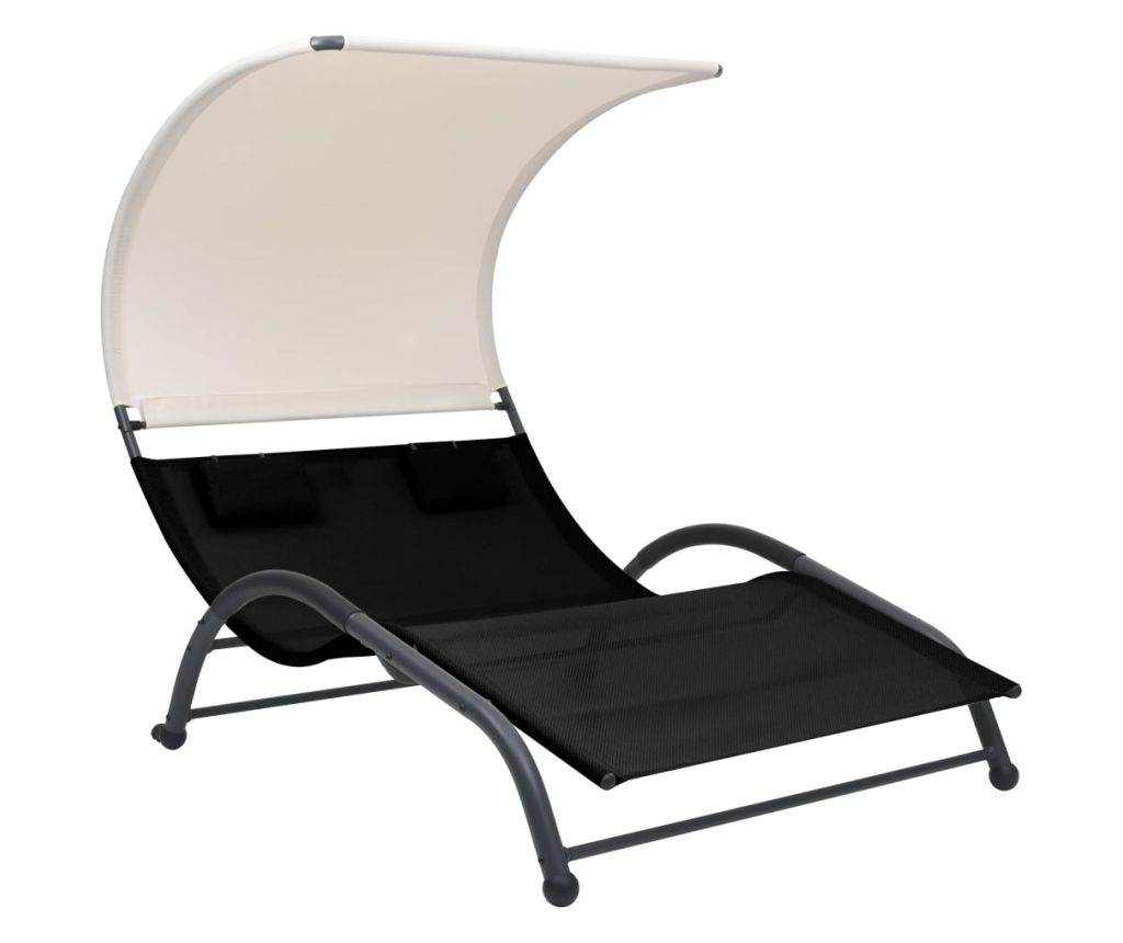 Dupla napozgy baldachinos tetvel, fekete, textiln