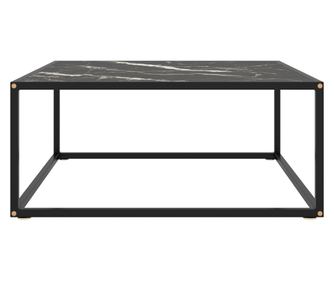 fekete dohányzóasztal fekete márvány mintás üveggel 80x80x35 cm