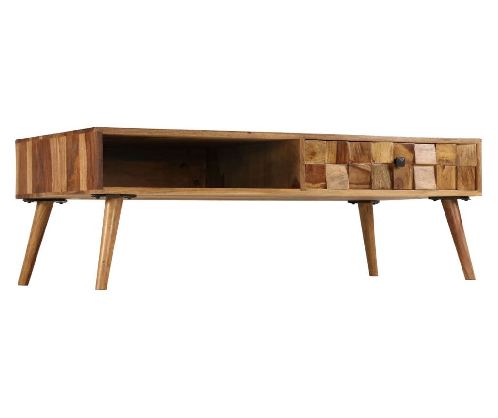 Stolić za kavu od masivnog drva šišama s premazom boje meda 110 x 50 x 37 cm 