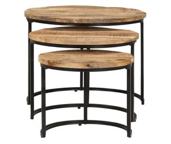 Hnízdové stolky 3 ks hrubé mangovníkové dřevo