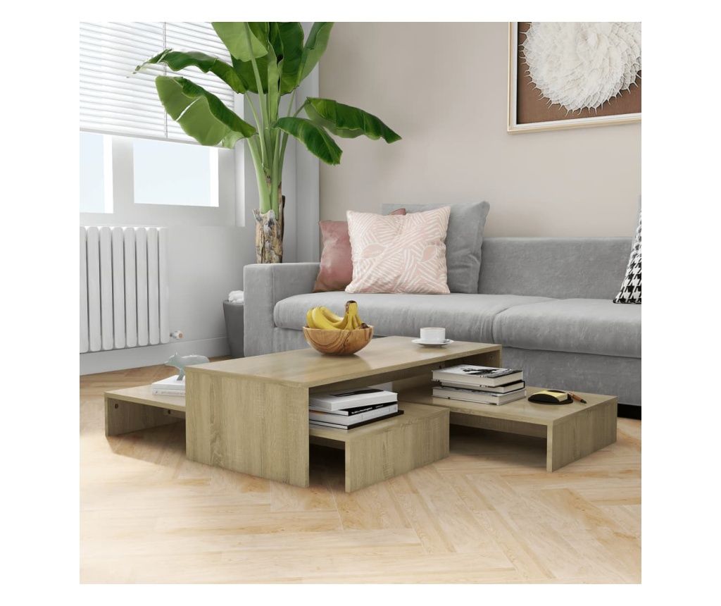 Set uklapajućih stolića boj hrasta 100 x 100 x 26,5 cm iverica 