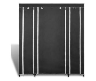 Ormar od Tkanine s Pregradama i Šipkama 45 x 150 x 176 cm Crni