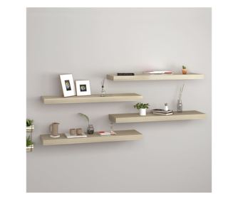 4 db tölgyszínű MDF fali polc 80 x 23,5 x 3,8 cm