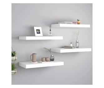 4 db fehér MDF fali polc 50 x 23 x 3,8 cm