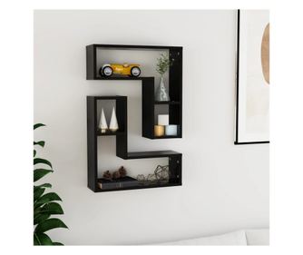 2 db fekete forgácslap fali polc 50 x 15 x 50 cm