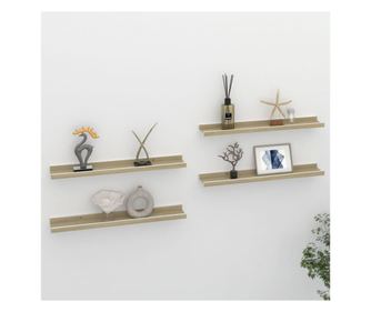 4 db fehér és sonoma-tölgy színű fali polc 60 x 9 x 3 cm