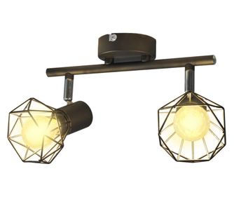 Luster žičani okvir industrijski stil 2 LED žarulje s filamentom, crna