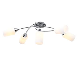 Полилей с керамични цилиндрични абажури, за 5 крушки Е14, бели