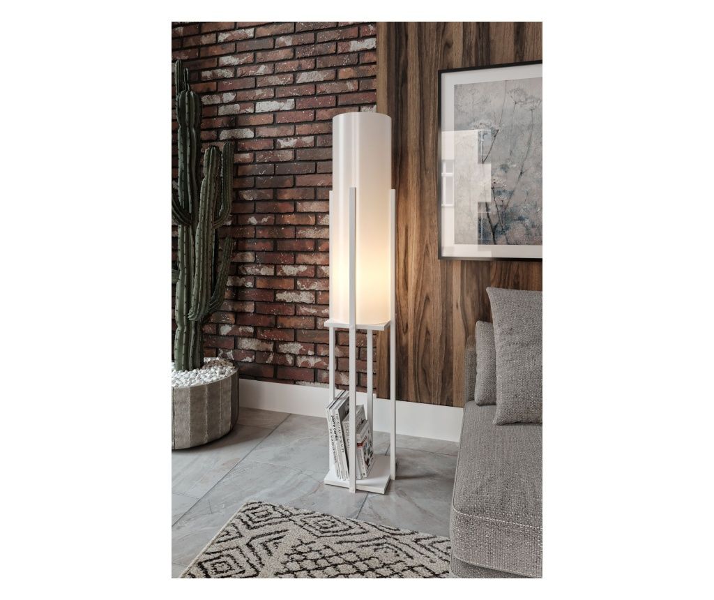 Λευκό Φωτιστικό Δαπέδου με Ράφι DOR