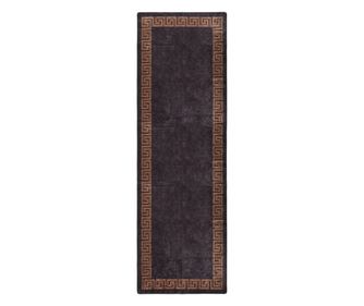 Килим, черен и златист, 80x300 см, нехлъзгащ се