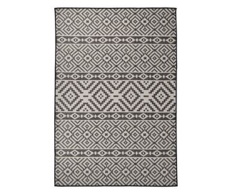 Zunanja preproga, črne črte, 160x230 cm, ravna tkanina