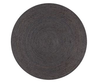 Ročno preprogo, temno sivo, 120 cm, juta, okrogla