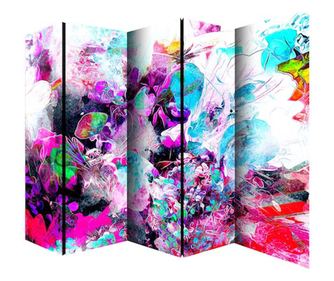 Сгъваем параван Colors of Life, Прилив от цветове, 225 х 172 см., текстил, Двустранен печат, 5 панела