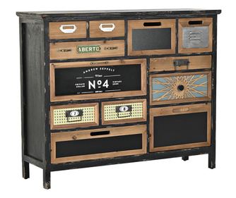 Скрин DKD Home Decor Ела Естествен Черен MDF Vintage (105 x 32 x 87 cm)