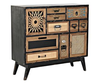 Скрин DKD Home Decor, Ела, Естествен, Черен, MDF, Vintage, 87 x 34 x 81,5 cm