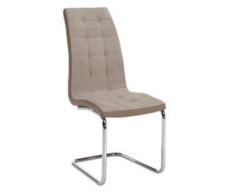 Saloma Bež jedilni stol iz umetnega usnja s kromiranimi nogami 42x56,5x105 cm