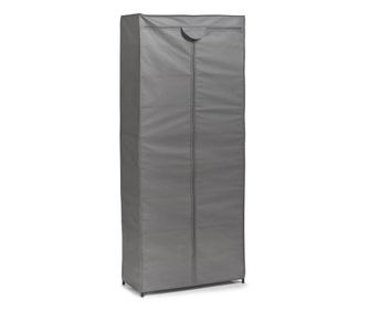 Zeller cipősszekrény, fém/textil, 66x30x156 cm, szürke