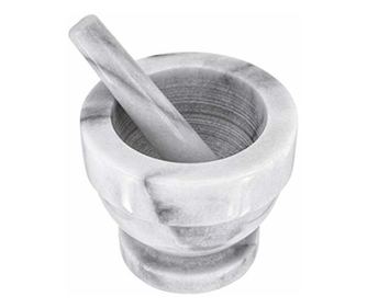 Młynek do słupków sędziowskich, marmurkowy, 13x11 cm, biały/szary