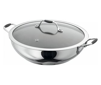 Stellar-James Martin wok serpenyő, 18/10 rozsdamentes acél, 42,2x34,5x15,4, ezüst színű