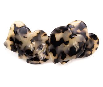 Clama de par cu inimioare, PAR-30, 9x4 cm, Negru/Bej