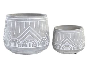 Комплект Саксии за цветя DKD Home Decor Сив Цимент (20 x 20 x 16 cm)