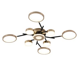 Lustra LED RFAN, Model R9030-9, cu Telecomanda, 3 Tipuri de Lumina, Intensitate Reglabila, 170W, Negru/Auriu