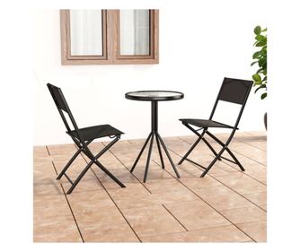 Set bistro namještaja, 3 komada, crna, čelik