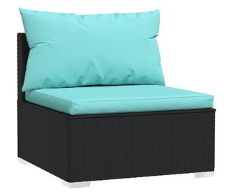 Srednja vrtna sofa od poliratana s jastucima crna