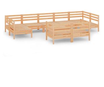 10-dijelna vrtna garnitura od masivne borovine