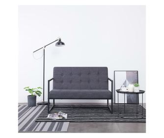 Dvosjed s naslonima za ruke, tamnosiva, čelik i tekstil