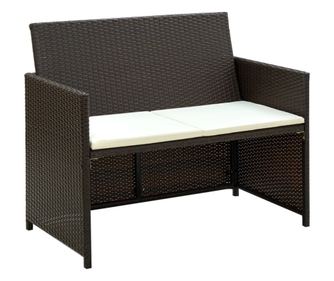barna kétszemélyes polyrattan kerti kanapé párnákkal