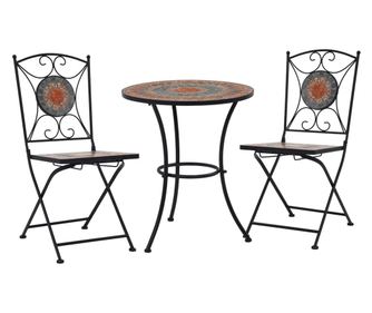 3-dijelni mozaični bistro set s pločicama narančasto-sivi