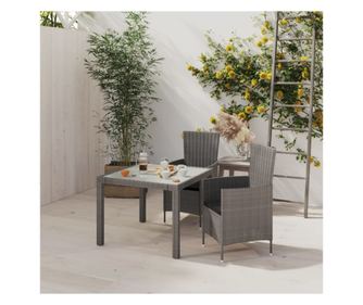 Set vanjskog namještaja s jastucima, 3 komada, siva, poliratan