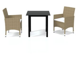 Градински трапезен комплект възглавници 3 части бежов полиратан