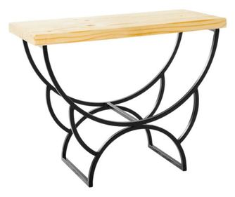 Set Picior Bancheta Moderna Stil Industrial + Blat Lemn Masiv Finisat Nelacuit, Negru Mat, FInisaje Premium, BalustradeTM