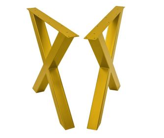 Set 2 picioare masa stil scandinav Forma X Super Masiv, 74 cm H x 75cm L , Vopsire in camp electrostic, FInisaje Premium, Balust