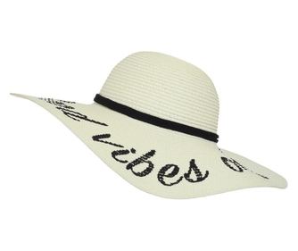 Palarie plaja dama Good vibes only PAMI, PD-1221-258, 57 cm Crem